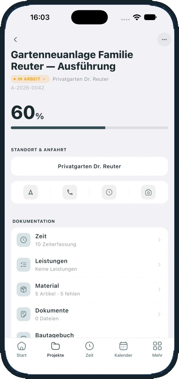 Smartphone: Auftrag mit Fortschritt