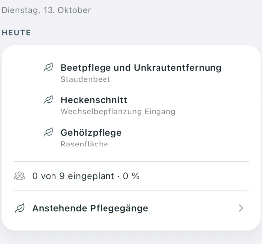 Smartphone: Kachel „Heutige Einsätze“